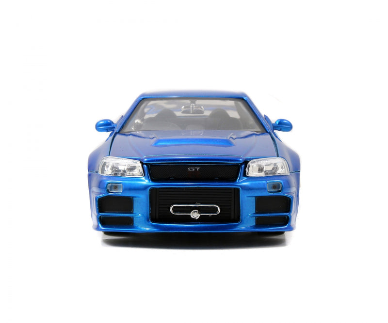 Laad de afbeelding in de Gallery-viewer, Fast &amp; Furious Nissan Skyline GT-R (BNR34) 2002 Blauw JADA 1:24
