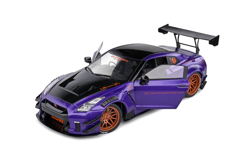 Chargez l&#39;image dans la visionneuse de la galerie, Nissan GT-R (R35) W/ LIBERTY WALK CARROSSERIE 2.0 VIOLET 2022 SOLIDO 1:18
