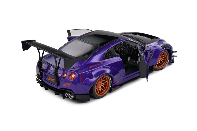 Chargez l&#39;image dans la visionneuse de la galerie, Nissan GT-R (R35) W/ LIBERTY WALK CARROSSERIE 2.0 VIOLET 2022 SOLIDO 1:18
