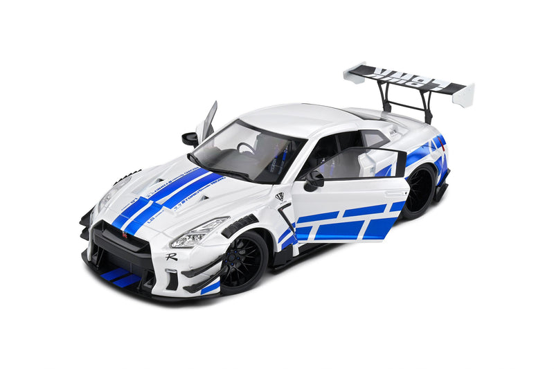 Chargez l&#39;image dans la visionneuse de la galerie, Nissan GT-R (R35) W/ LIBERTY WALK CARROSSERIE 2.0 PAUL TRIBUTE 2024 BLANC/BLEU SOLIDO 1:18
