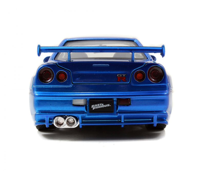 Laad de afbeelding in de Gallery-viewer, Fast &amp; Furious Nissan Skyline GT-R (BNR34) 2002 Blauw JADA 1:24
