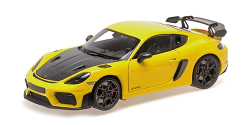 Porsche CAYMAN GT4 RS – 2024 -JAUNE AVEC PACK WEISSACH MINICHAMPS 1:18