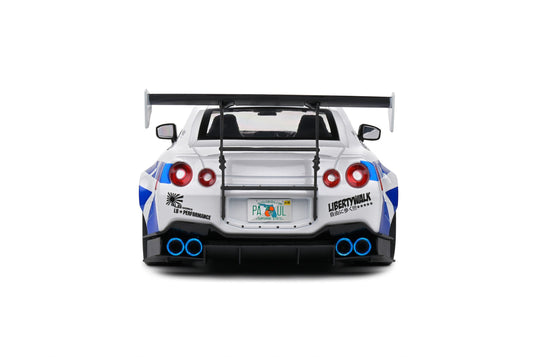 Nissan GT-R (R35) W/ LIBERTY WALK CARROSSERIE 2.0 PAUL TRIBUTE 2024 BLANC/BLEU SOLIDO 1:18