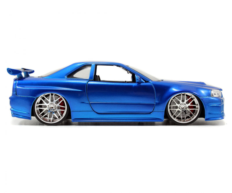 Laad de afbeelding in de Gallery-viewer, Fast &amp; Furious Nissan Skyline GT-R (BNR34) 2002 Blauw JADA 1:24
