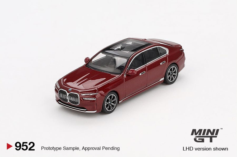 Laad de afbeelding in de Gallery-viewer, Bmw I7 XDRIVE60 AVENTURIN ROOD 2023 (LHD) MINI GT 1:64
