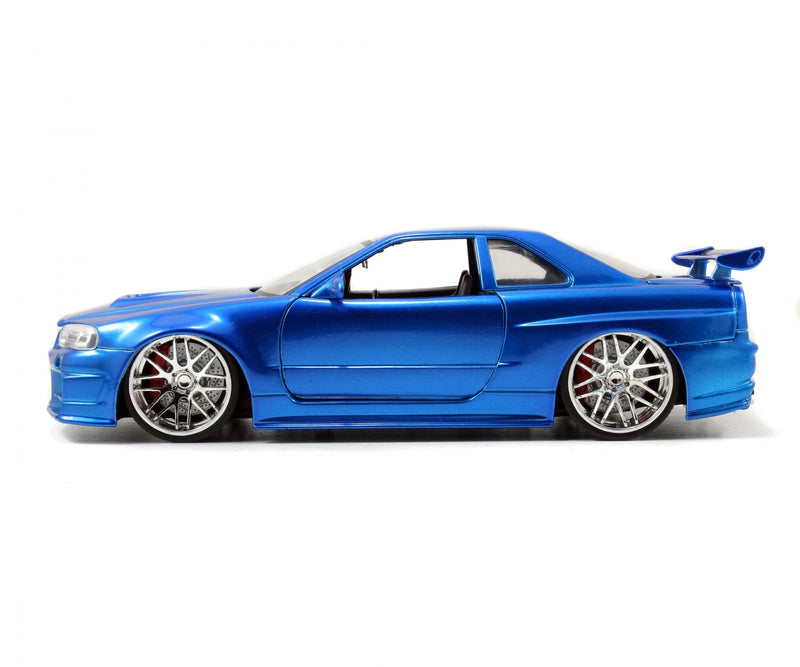 Laad de afbeelding in de Gallery-viewer, Fast &amp; Furious Nissan Skyline GT-R (BNR34) 2002 Blauw JADA 1:24
