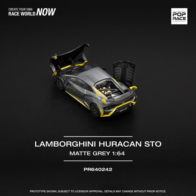 Laad de afbeelding in de Gallery-viewer, Lamborghini Huracan STO Grijs POP RACE 1:64
