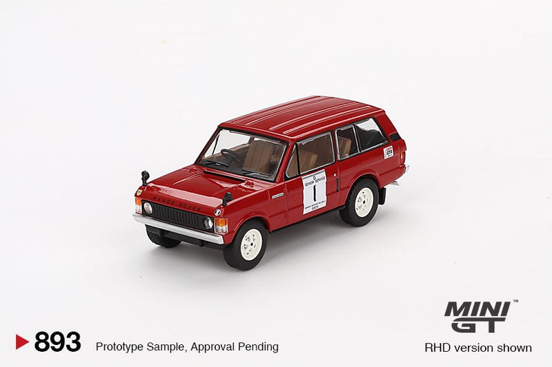 Laad de afbeelding in de Gallery-viewer, Land Rover RANGE ROVER #1 WINNAAR INTERNATIONALE HILL RALLY 1971 (RHD) MINI GT 1:64
