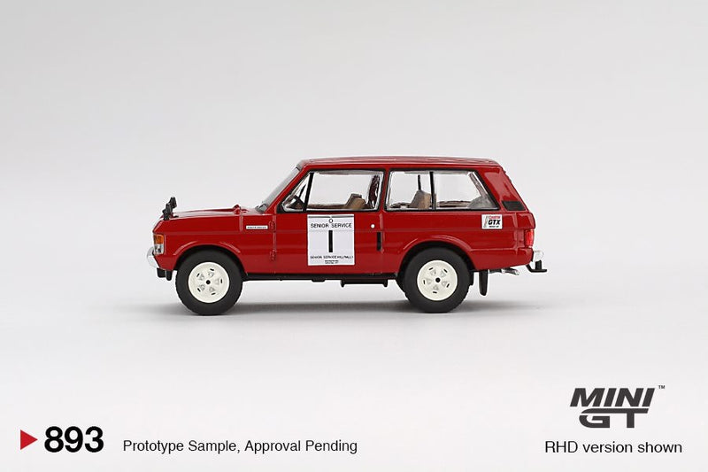 Laad de afbeelding in de Gallery-viewer, Land Rover RANGE ROVER #1 WINNAAR INTERNATIONALE HILL RALLY 1971 (RHD) MINI GT 1:64
