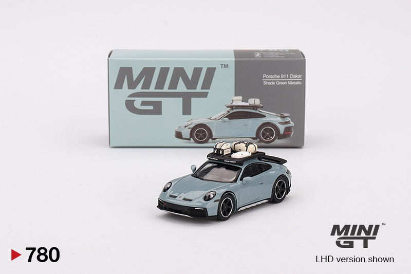 Load image into Gallery viewer, Porsche 911 (992) DAKAR SHADE GREEN METALLIC 2024 (LHD) MINI GT 1:64
