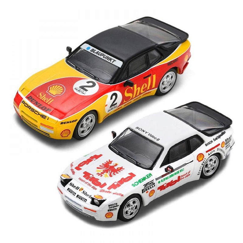 Laad de afbeelding in de Gallery-viewer, Porsche 944 Turbo Cup Shell Combo Adler Von Tirol en #2 (staande koplampen) (LIMITED EDITION 1000 STUKS) Geel/Rood/Wit/Zwart TINY TOYS 1:64
