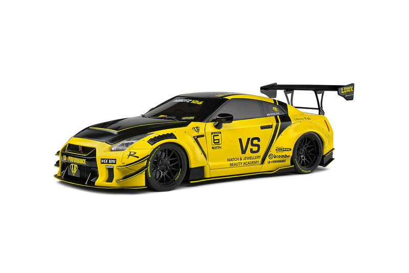 Chargez l&#39;image dans la visionneuse de la galerie, Nissan GT-R (R35) W/ LIBERTY WALK CARROSSERIE 2.0 JAUNE 2020 SOLIDO 1:18
