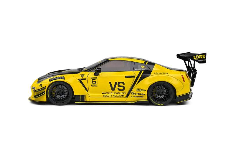 Chargez l&#39;image dans la visionneuse de la galerie, Nissan GT-R (R35) W/ LIBERTY WALK CARROSSERIE 2.0 JAUNE 2020 SOLIDO 1:18
