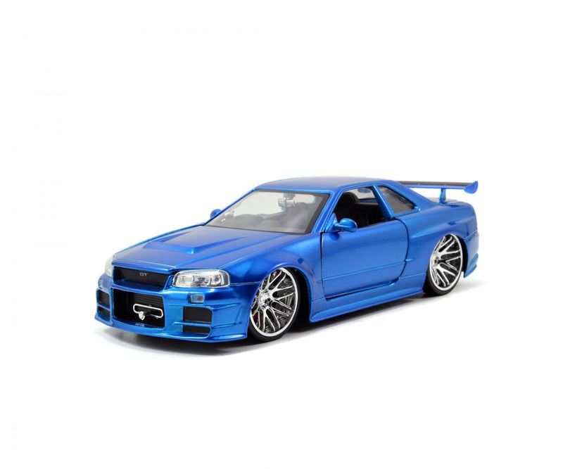 Laad de afbeelding in de Gallery-viewer, Fast &amp; Furious Nissan Skyline GT-R (BNR34) 2002 Blauw JADA 1:24
