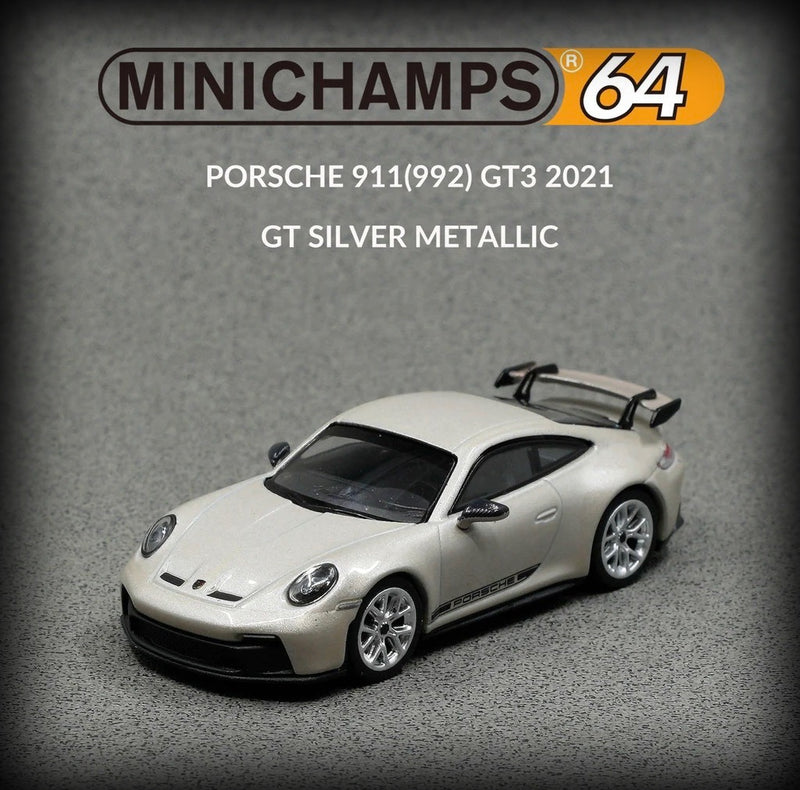 Chargez l&#39;image dans la visionneuse de la galerie, Porsche 911 (992) GT3 2021 Gris MINICHAMPS 1:64
